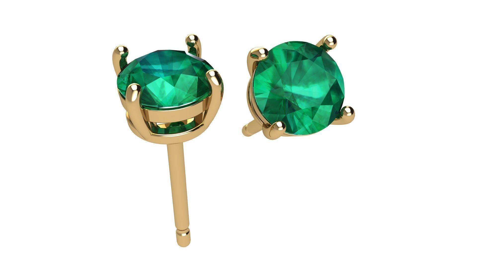 Solitaire Round 5 mm Earring 3D print model_2