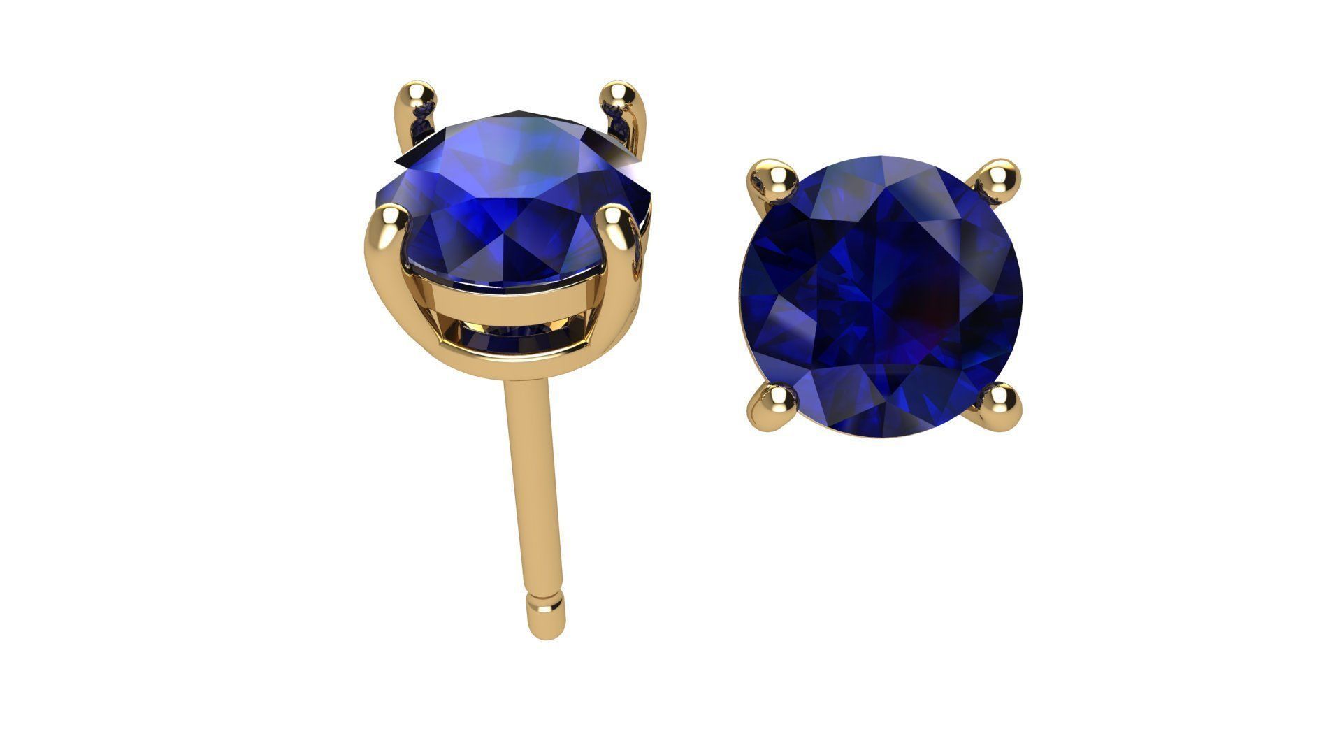 Solitaire Round 5 mm Earring 3D print model_8