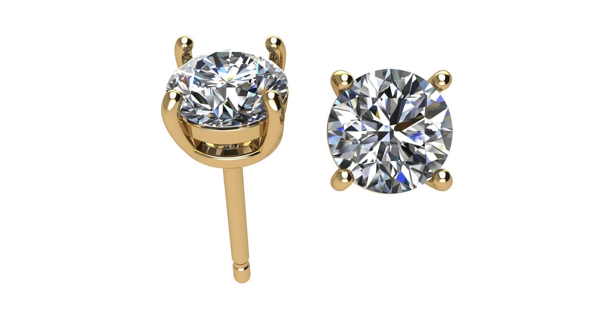 Solitaire Round 5 mm Earring 3D print model_9