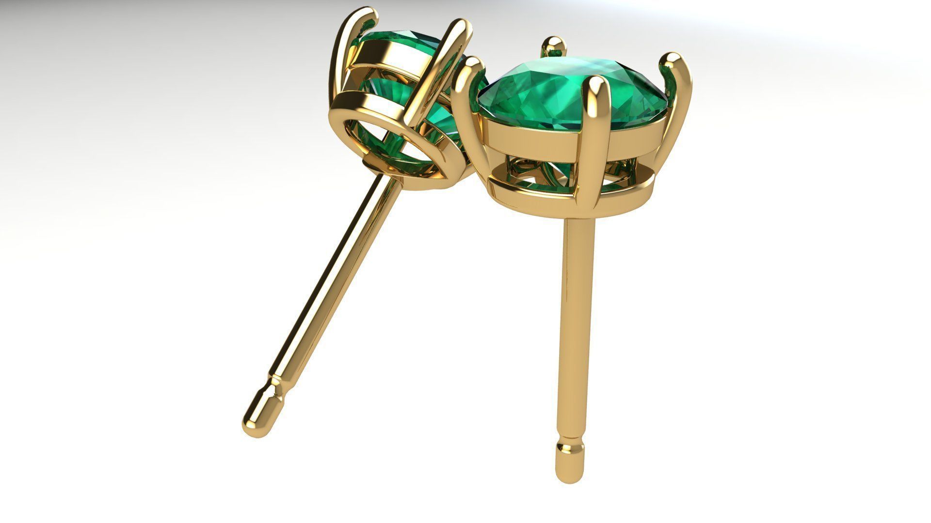 Solitaire Round 5 mm Earring 3D print model_4