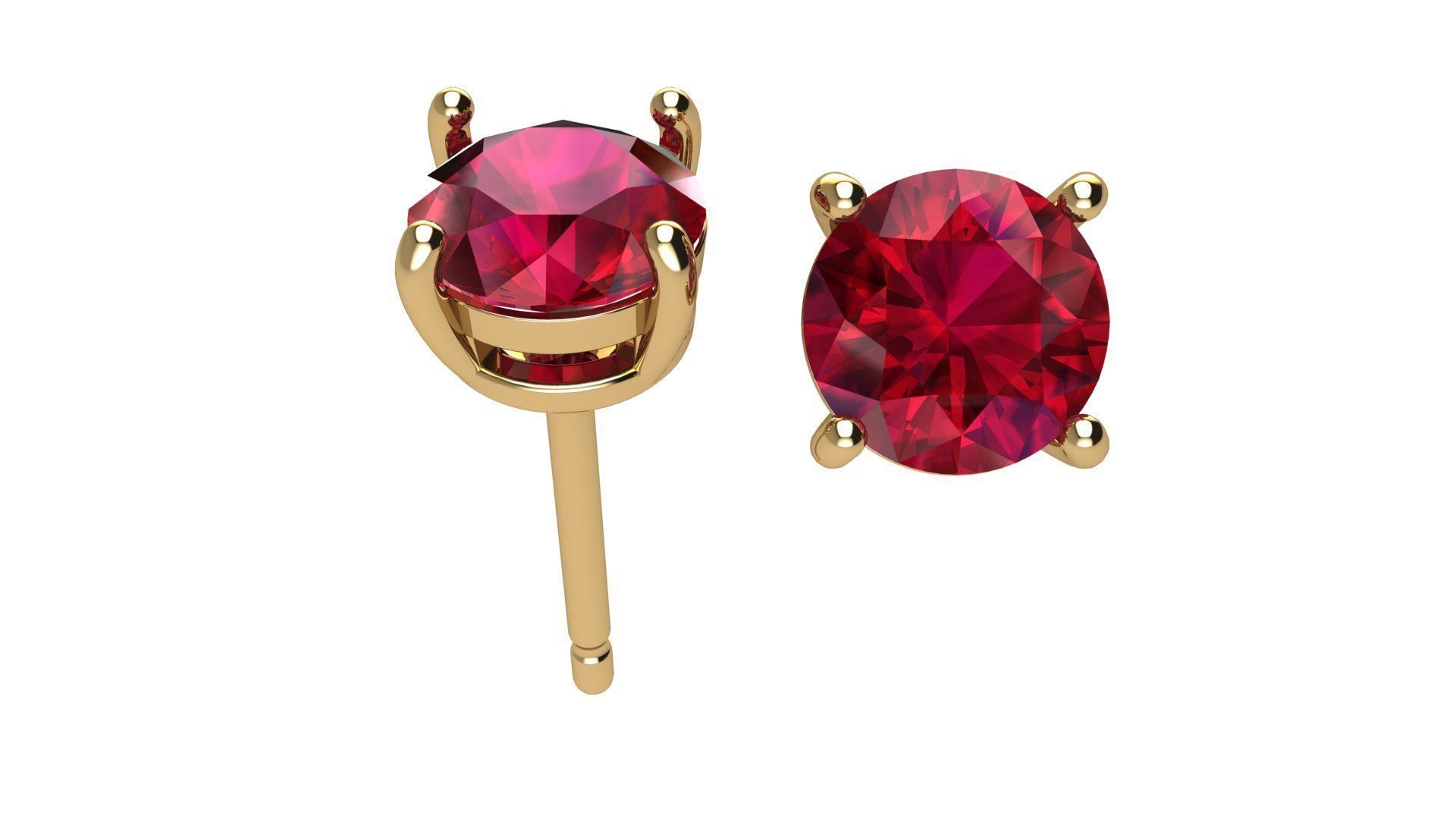 Solitaire Round 5 mm Earring 3D print model_7