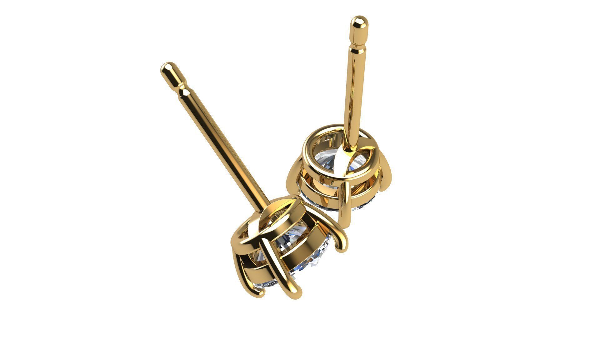 Solitaire Round 5 mm Earring 3D print model_6