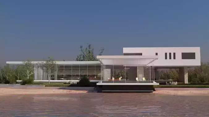 Modern beach villa Revit - 3ds max with interior and 3d grass 3D model