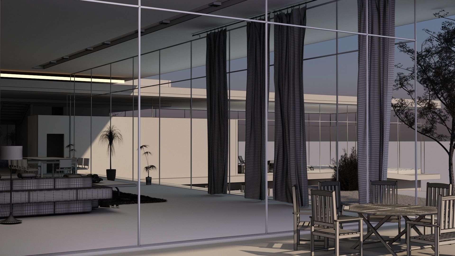 Modern beach villa Revit - 3ds max with interior and 3d grass 3D model_6