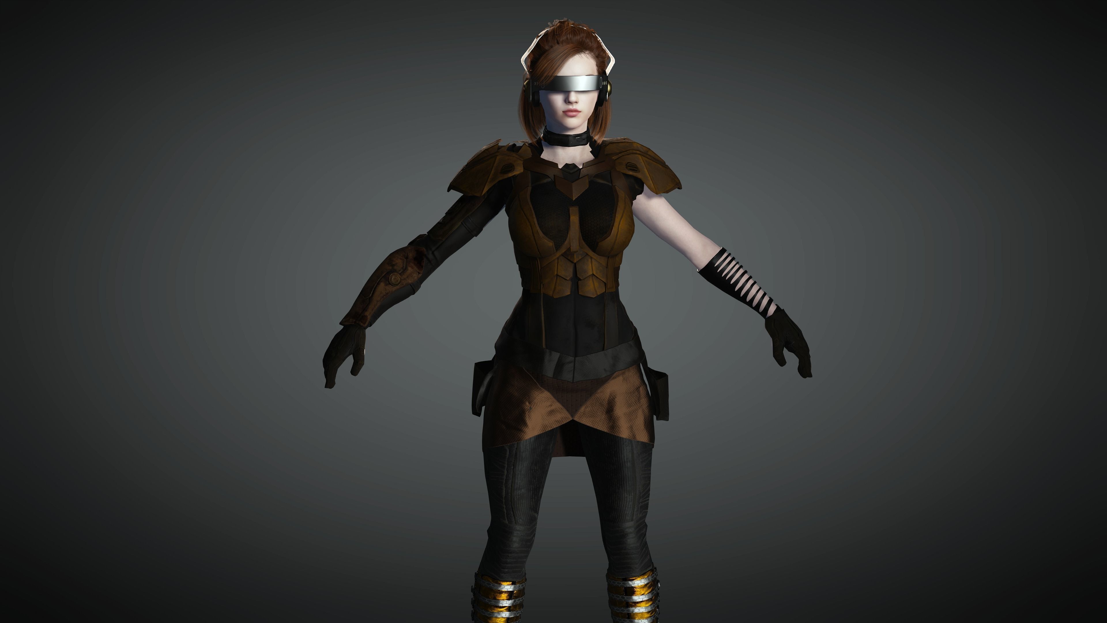 AAA Cyber Punk Female Character 07 Low-poly 3D model_1