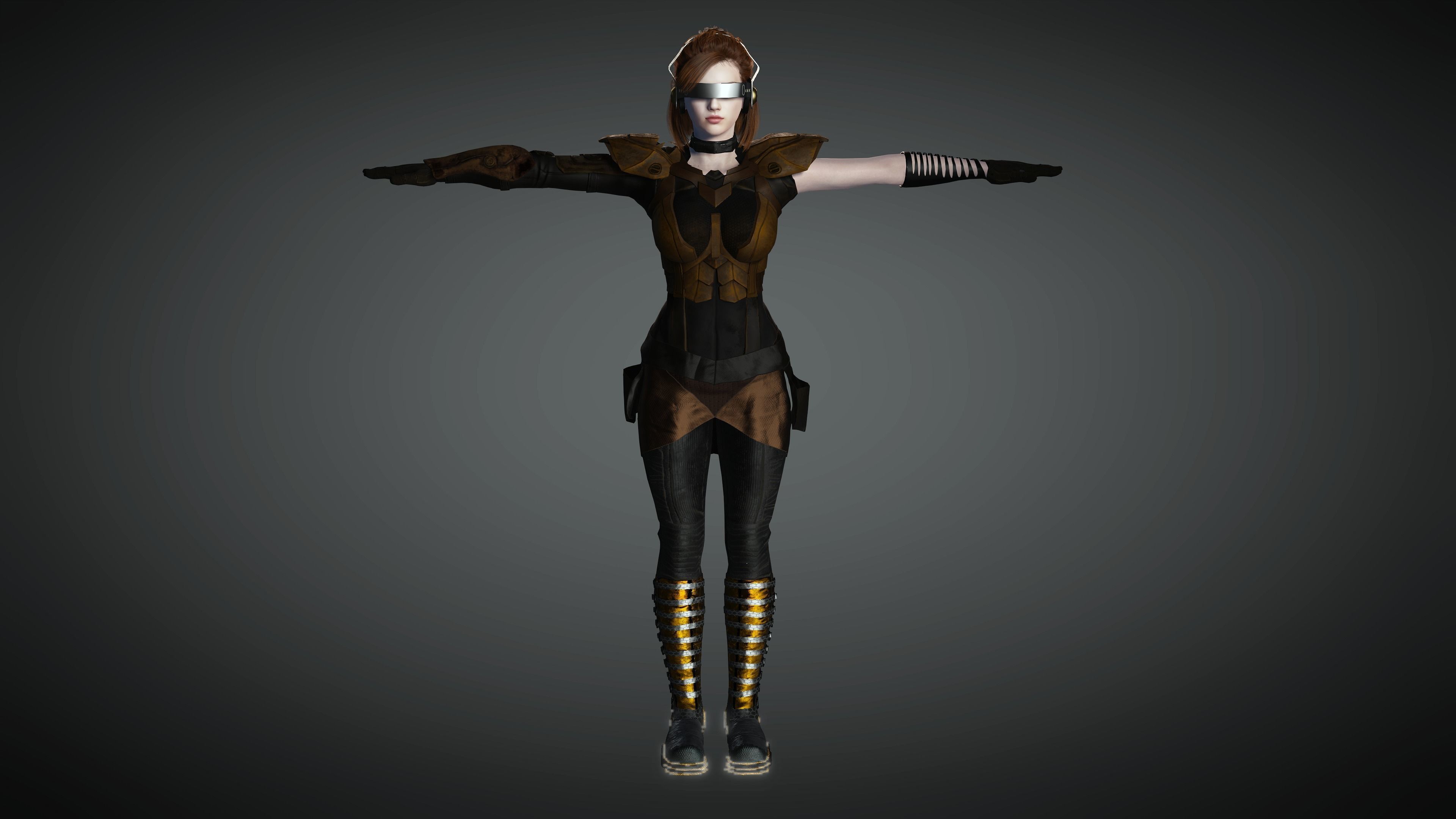 AAA Cyber Punk Female Character 07 Low-poly 3D model_24