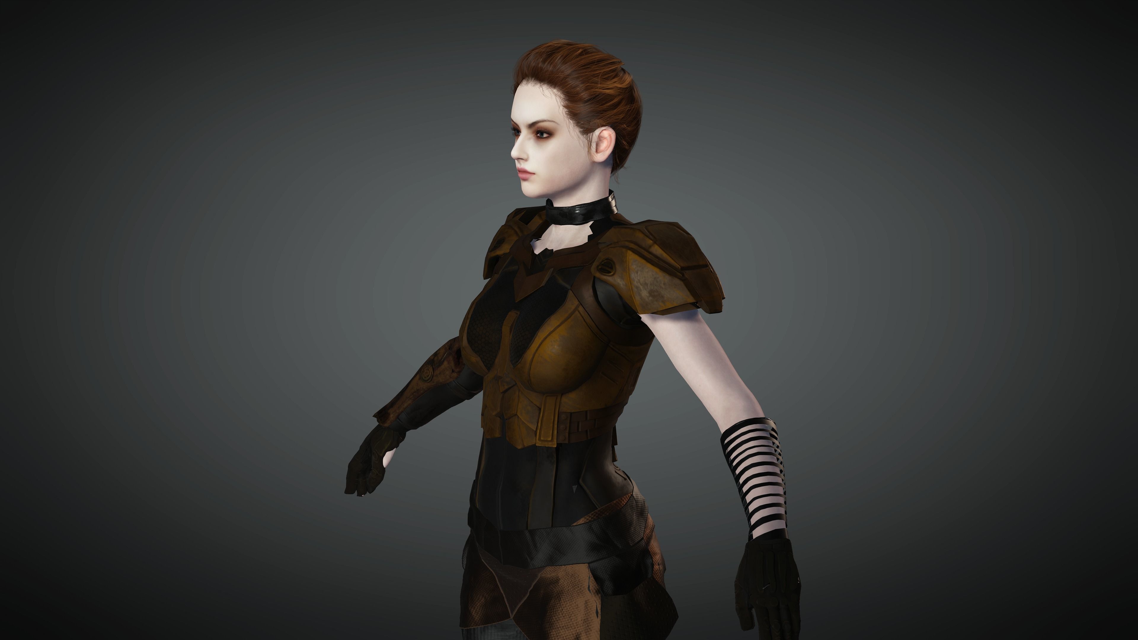 AAA Cyber Punk Female Character 07 Low-poly 3D model_23