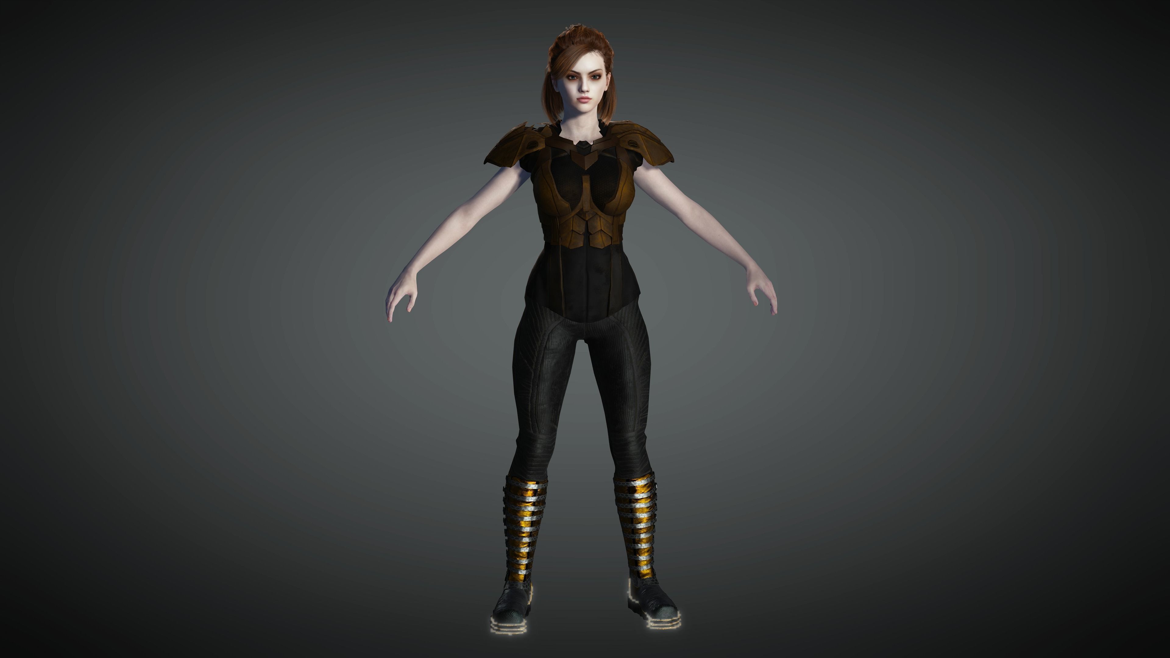 AAA Cyber Punk Female Character 07 Low-poly 3D model_9