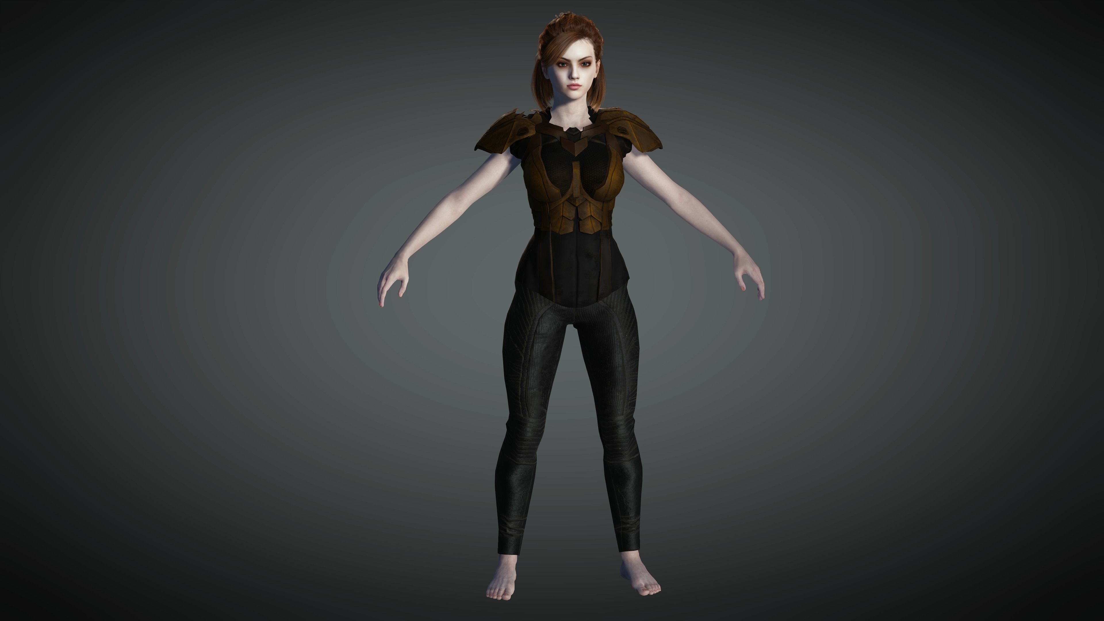 AAA Cyber Punk Female Character 07 Low-poly 3D model_10