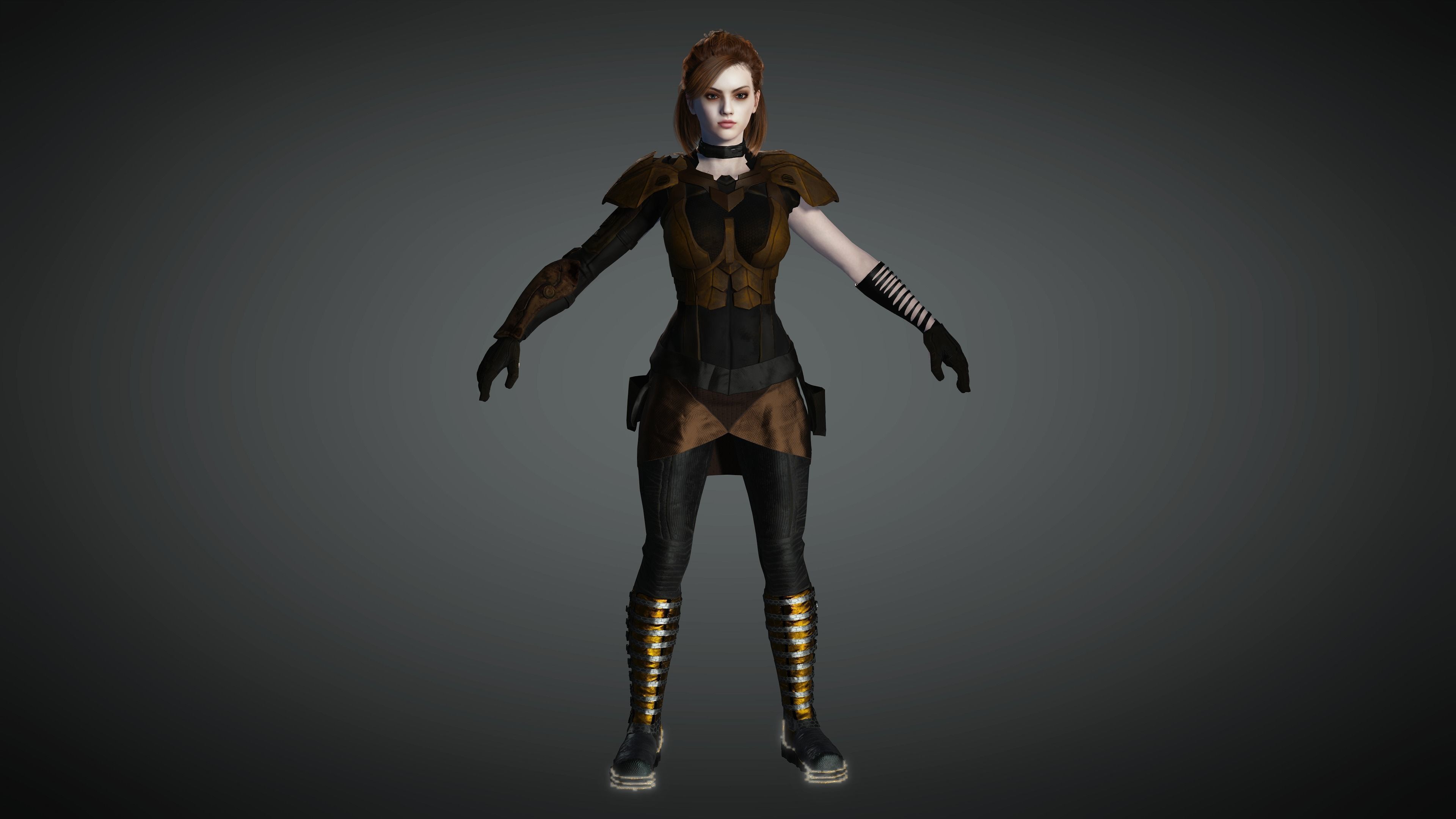 AAA Cyber Punk Female Character 07 Low-poly 3D model_4