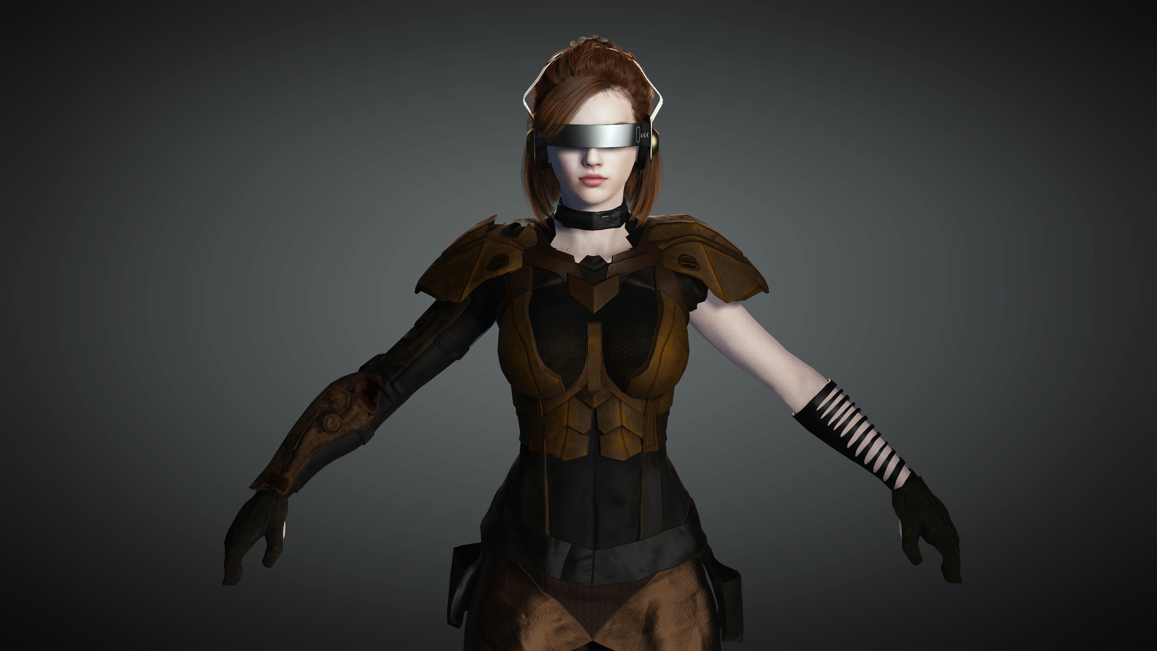 AAA Cyber Punk Female Character 07 Low-poly 3D model_16