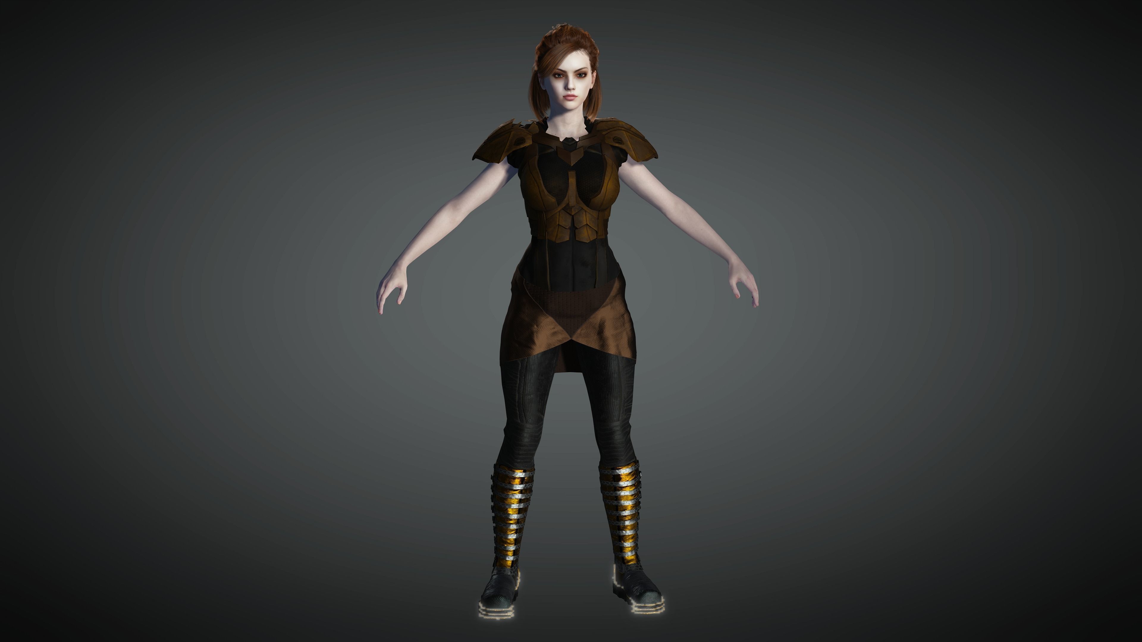 AAA Cyber Punk Female Character 07 Low-poly 3D model_8