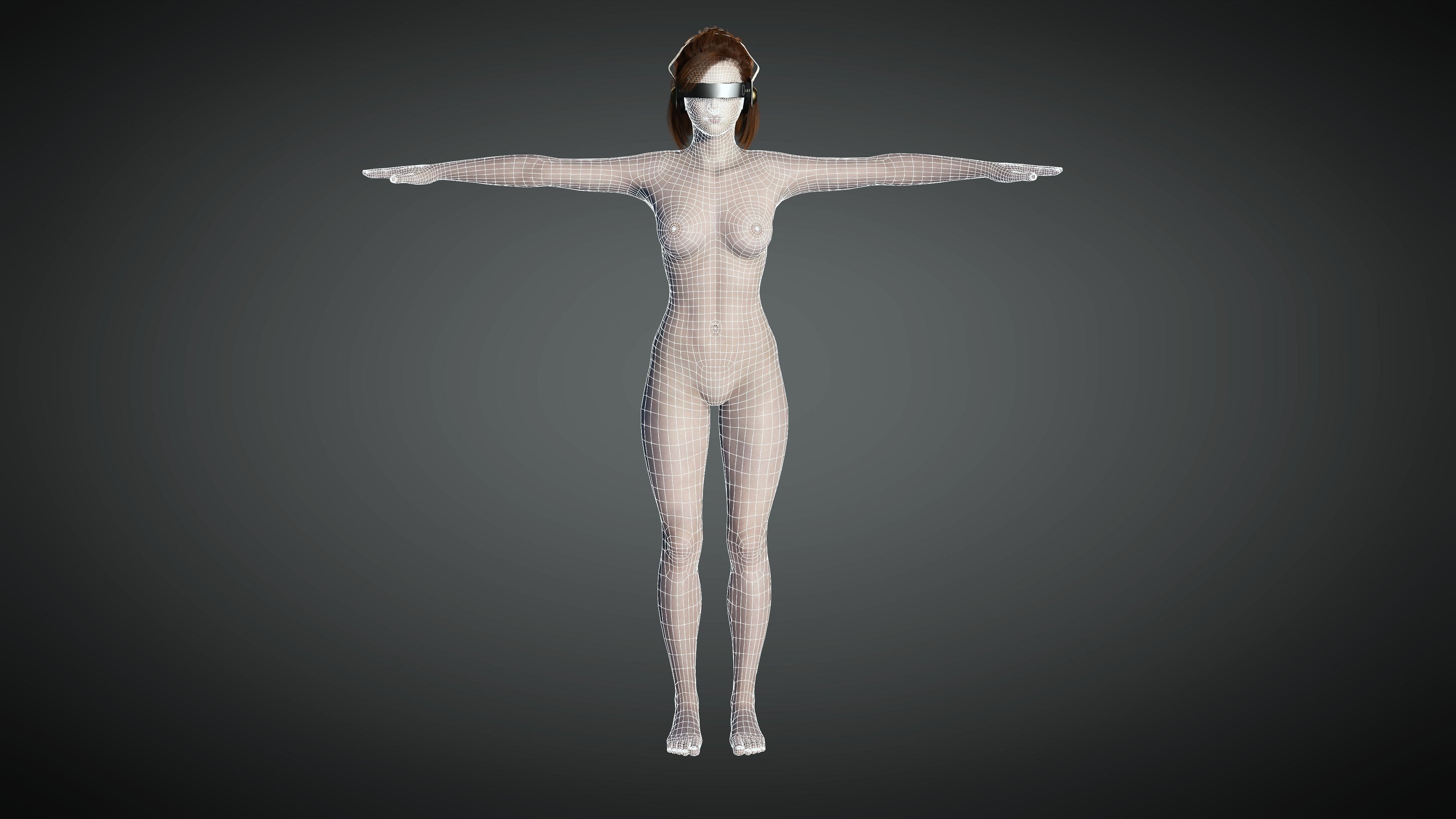 AAA Cyber Punk Female Character 07 Low-poly 3D model_26
