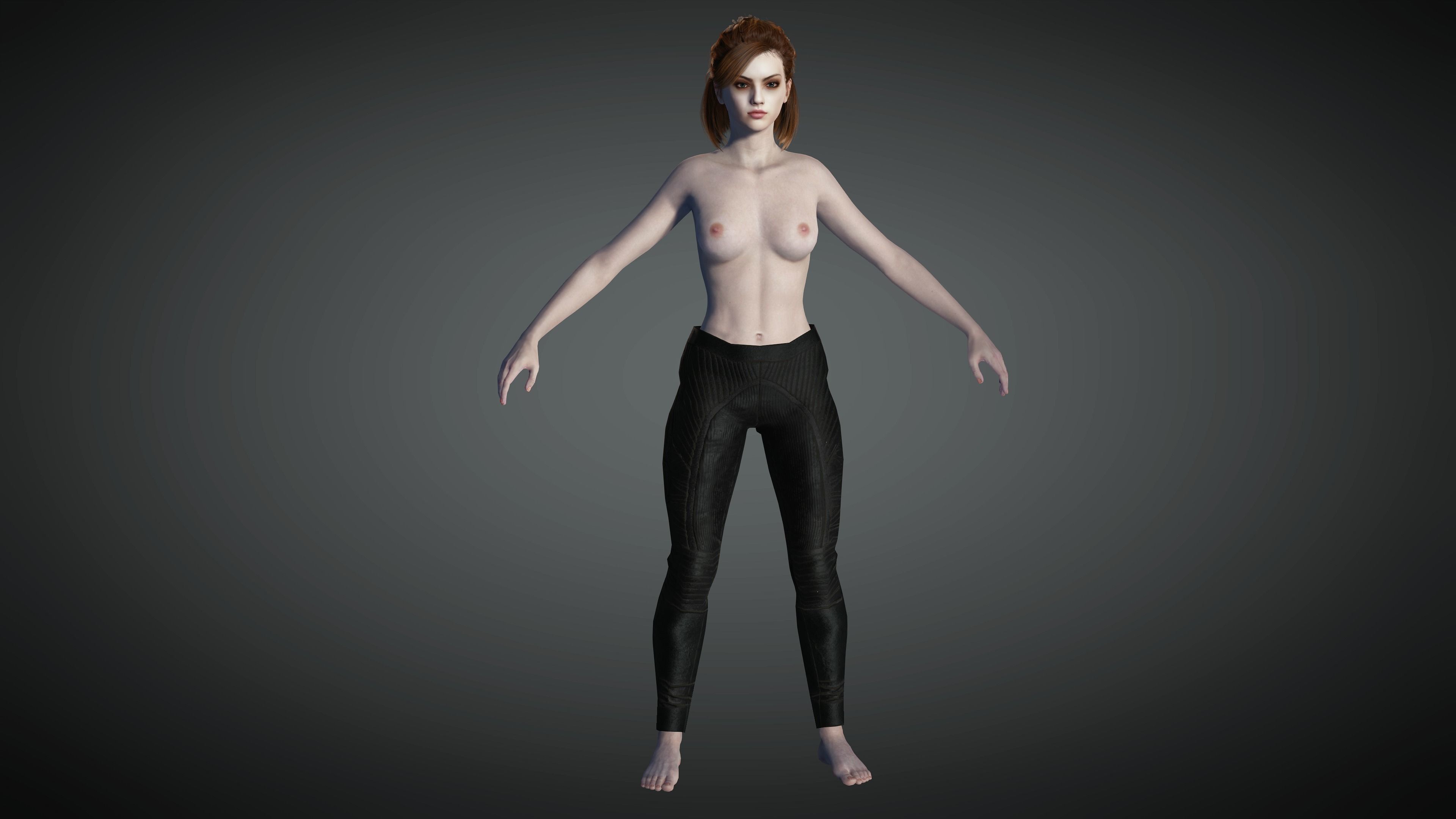 AAA Cyber Punk Female Character 07 Low-poly 3D model_11