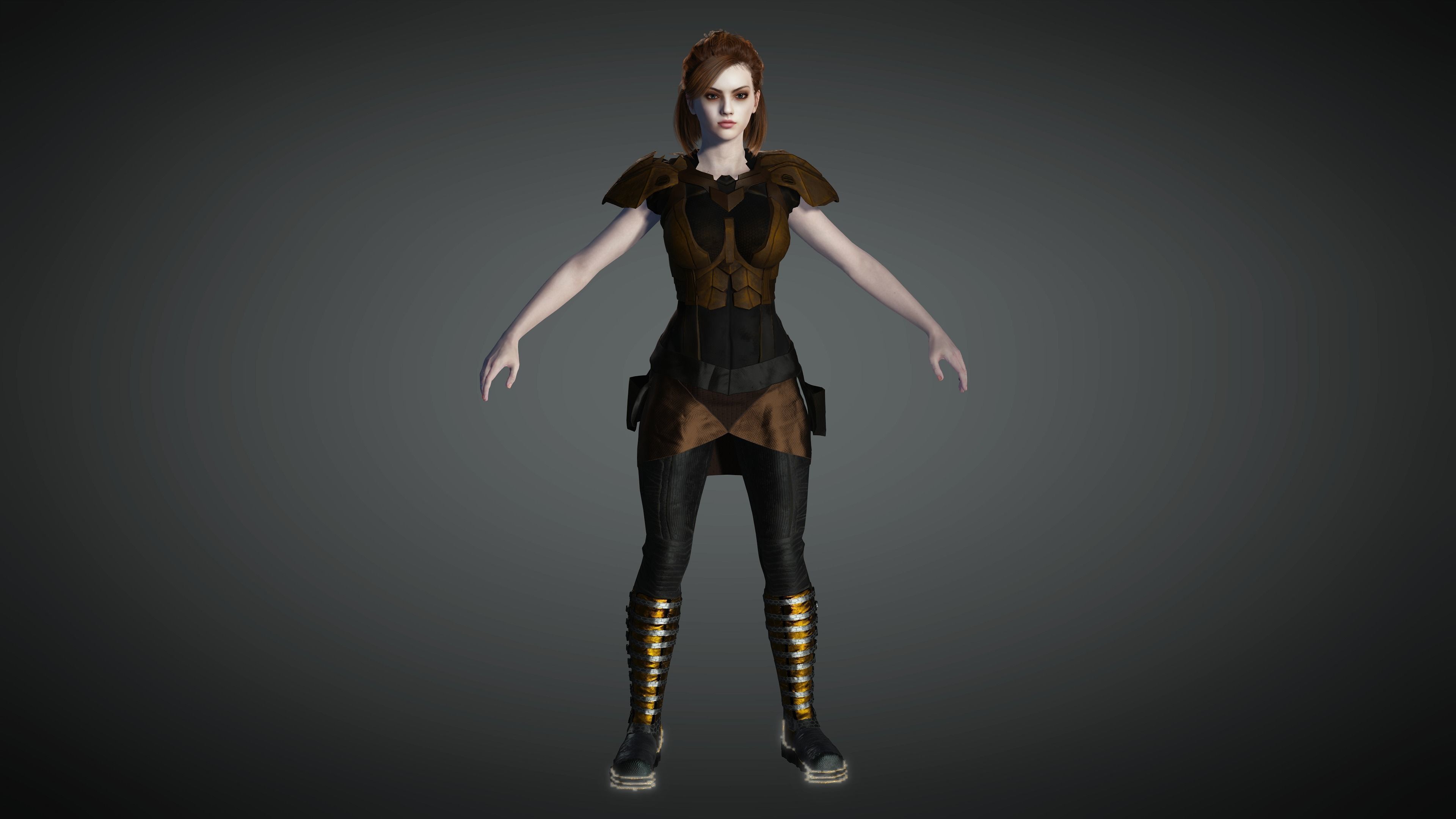 AAA Cyber Punk Female Character 07 Low-poly 3D model_7