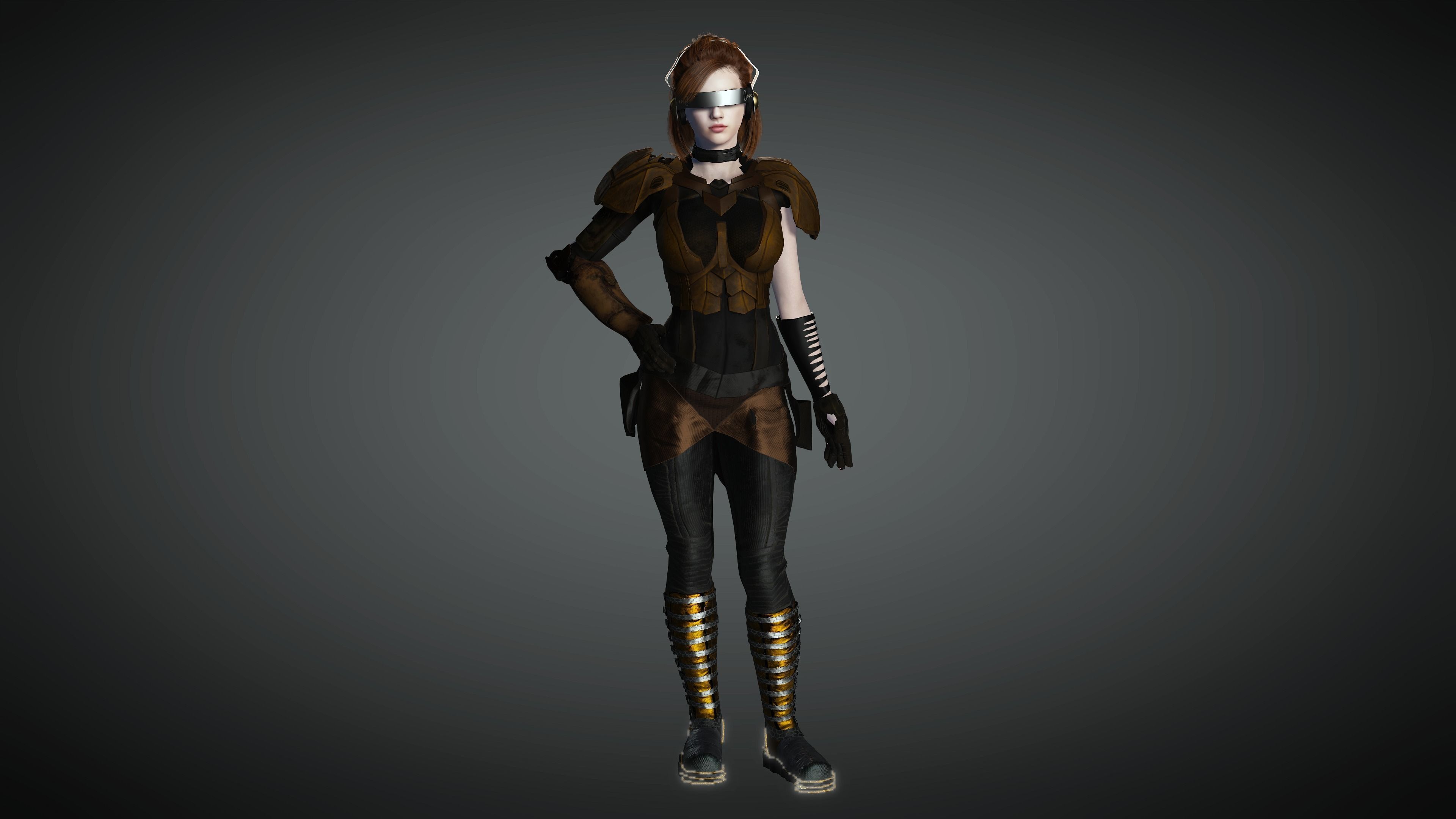 AAA Cyber Punk Female Character 07 Low-poly 3D model_13