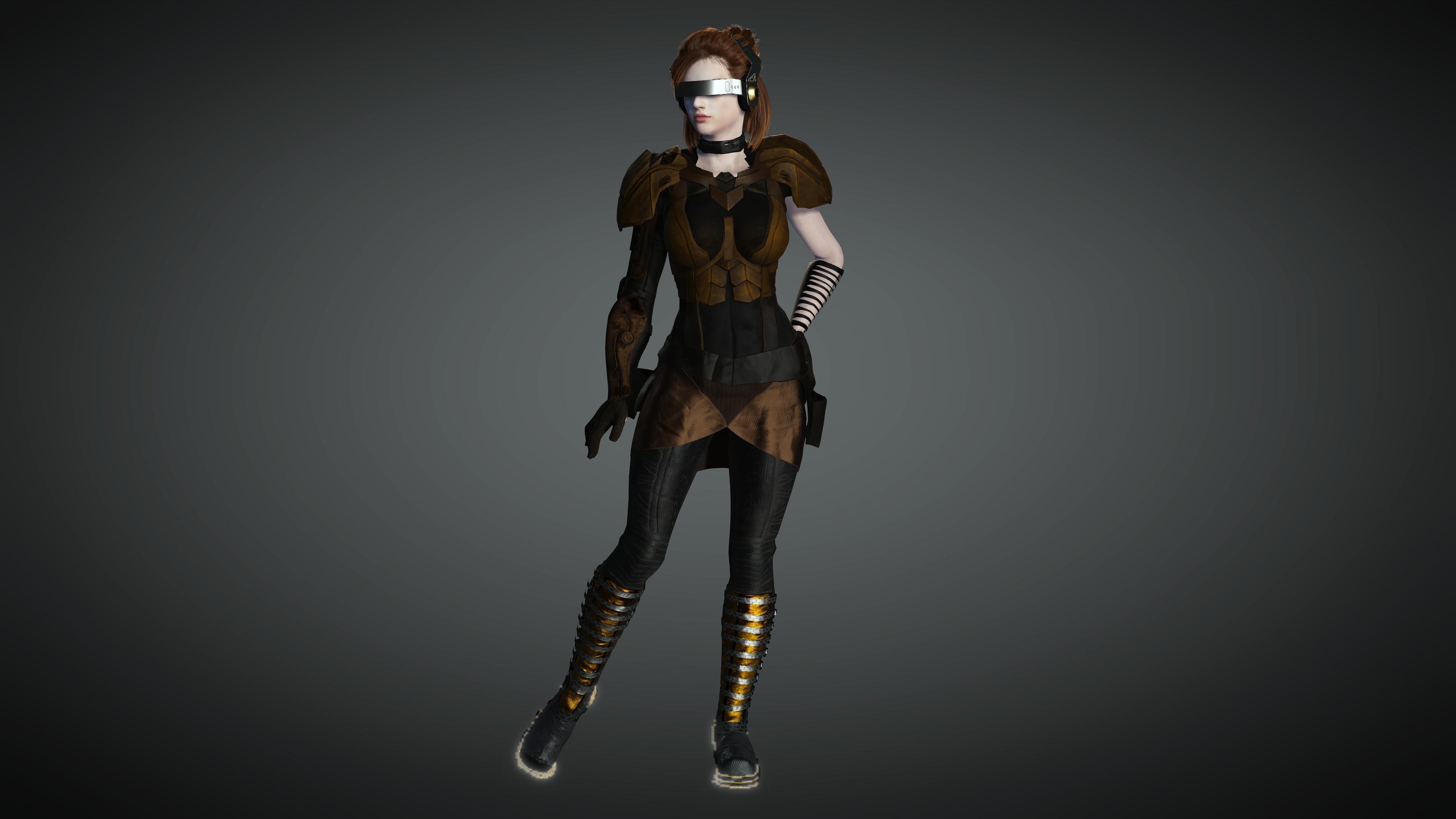 AAA Cyber Punk Female Character 07 Low-poly 3D model_14