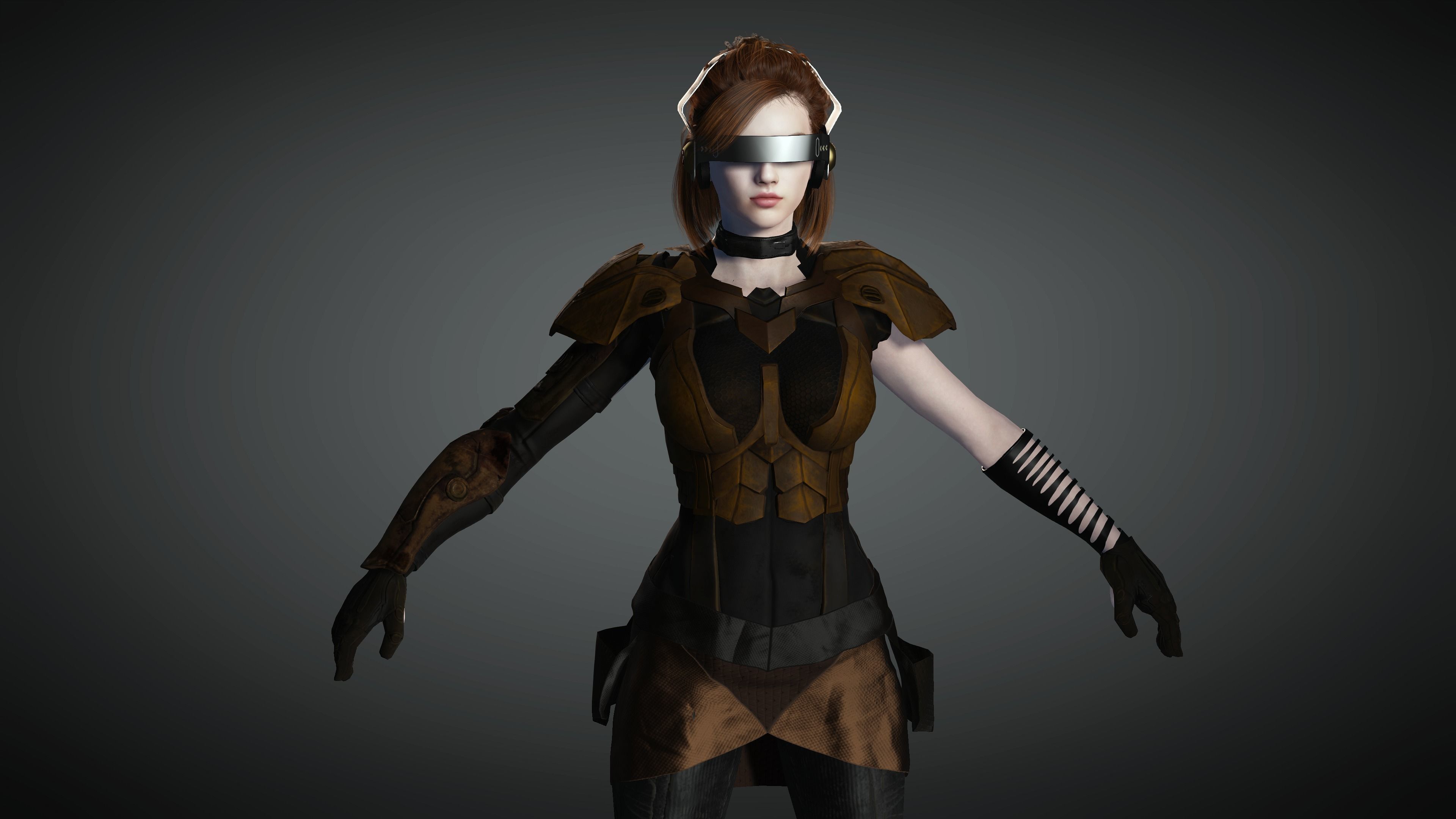 AAA Cyber Punk Female Character 07 Low-poly 3D model_2