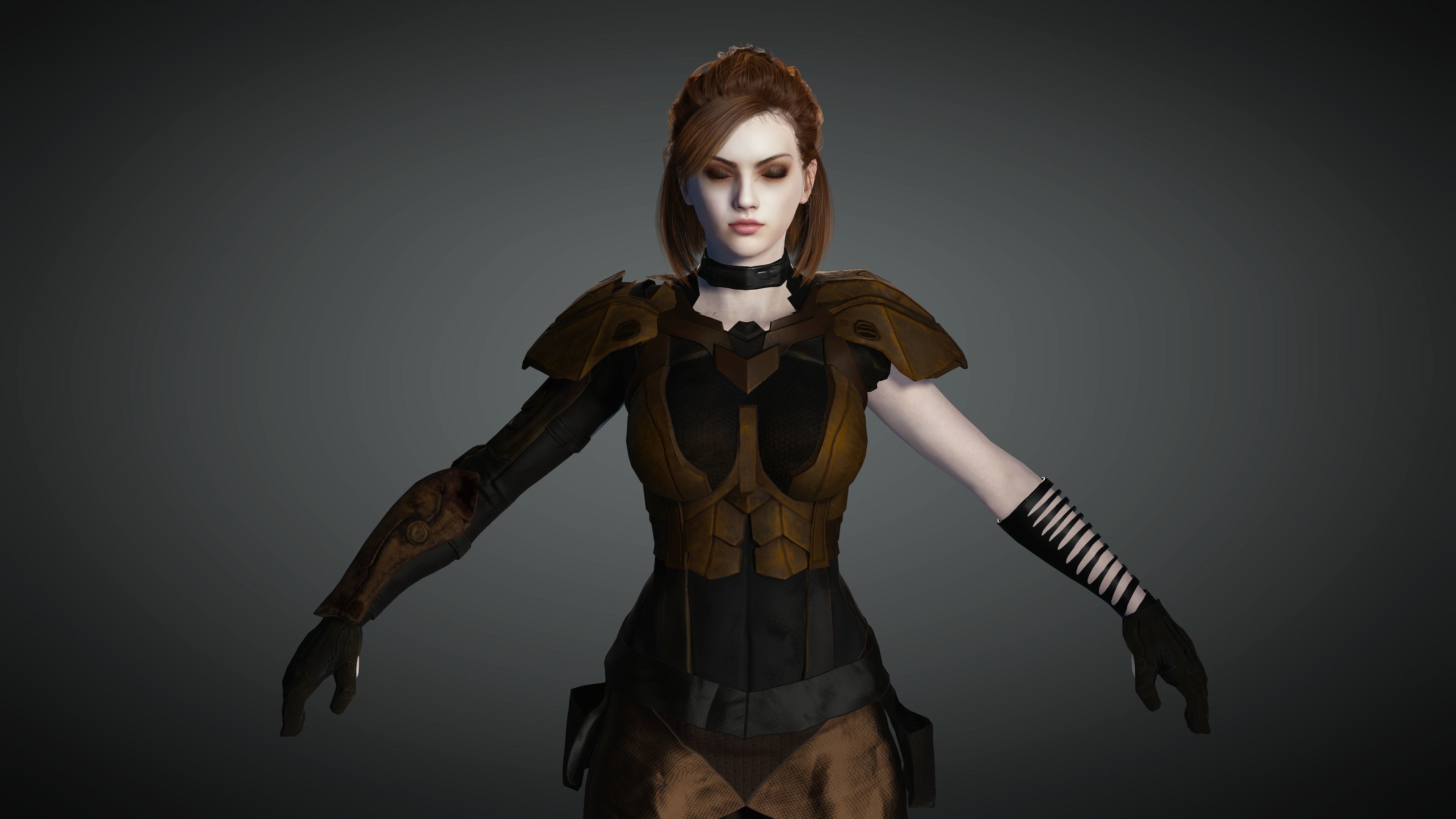 AAA Cyber Punk Female Character 07 Low-poly 3D model_18