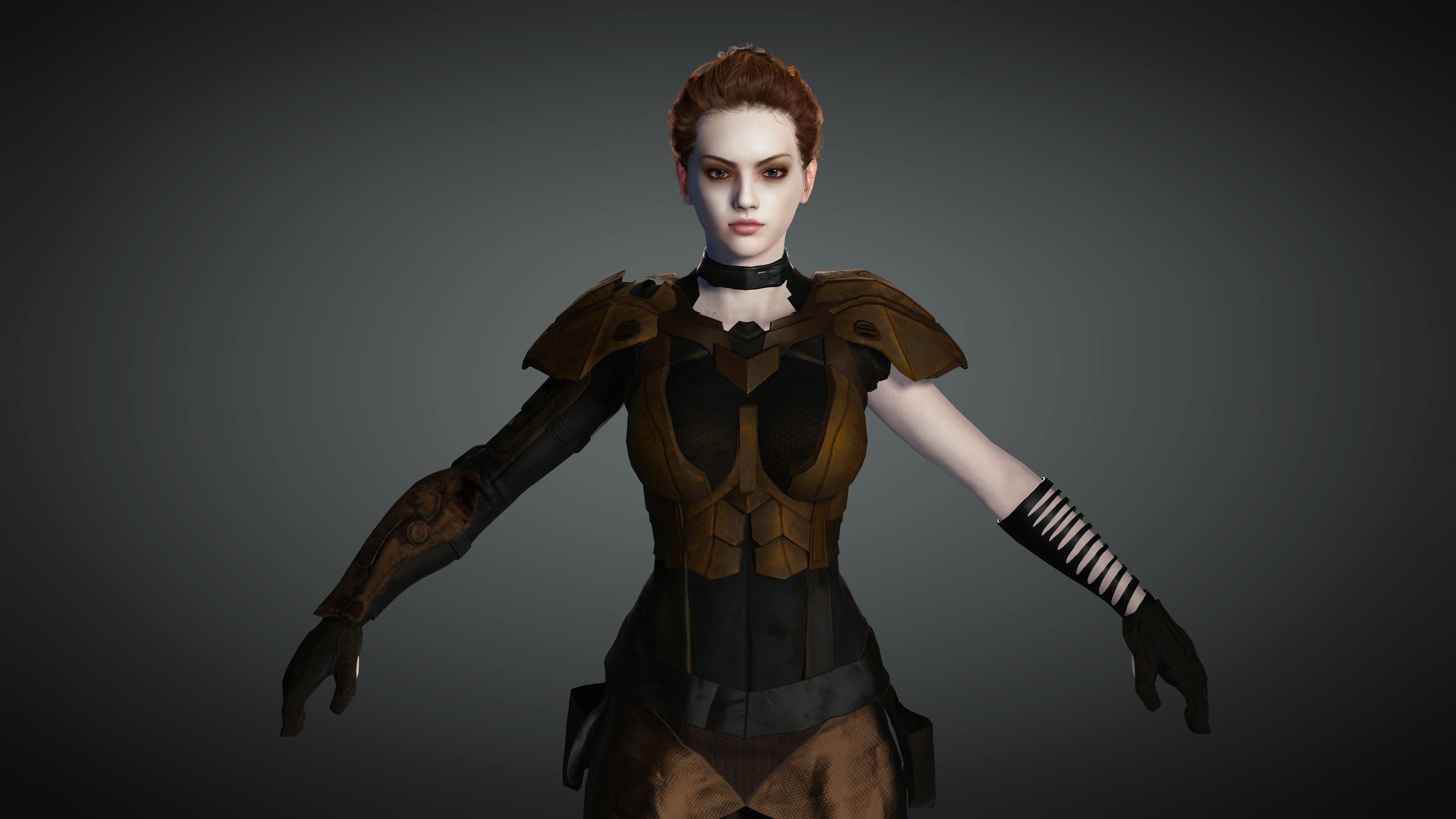 AAA Cyber Punk Female Character 07 Low-poly 3D model_21