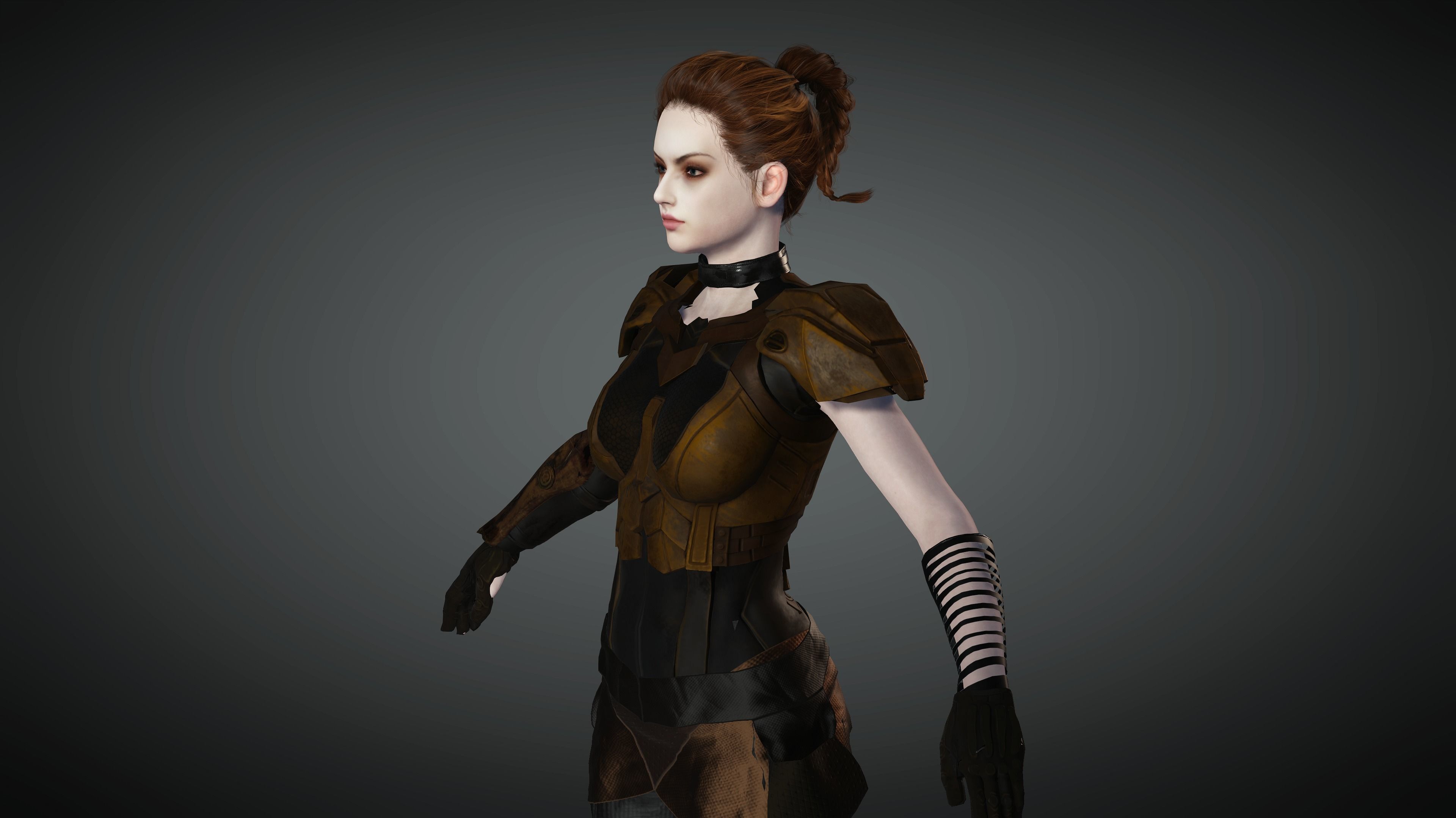AAA Cyber Punk Female Character 07 Low-poly 3D model_22