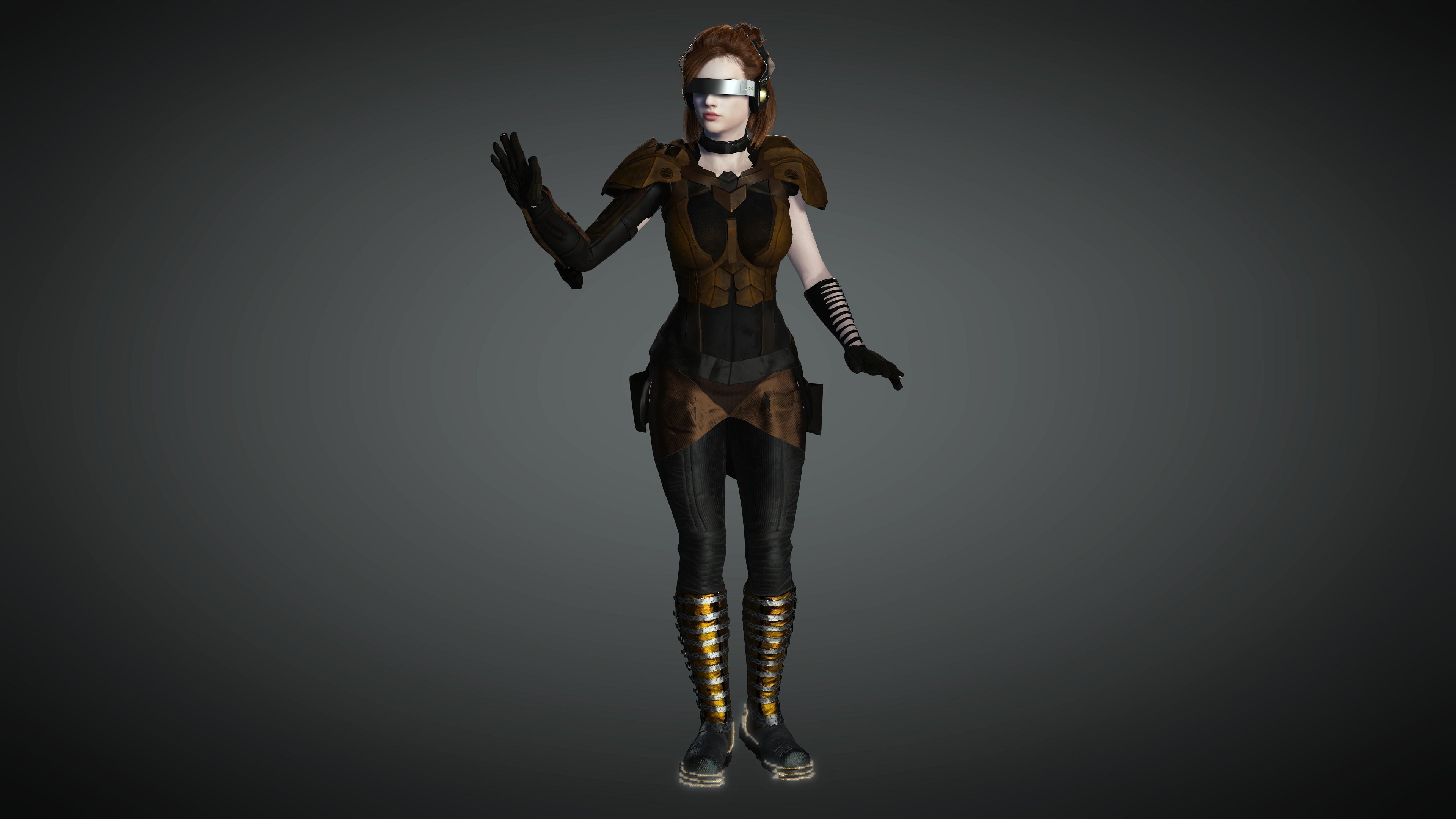 AAA Cyber Punk Female Character 07 Low-poly 3D model_15