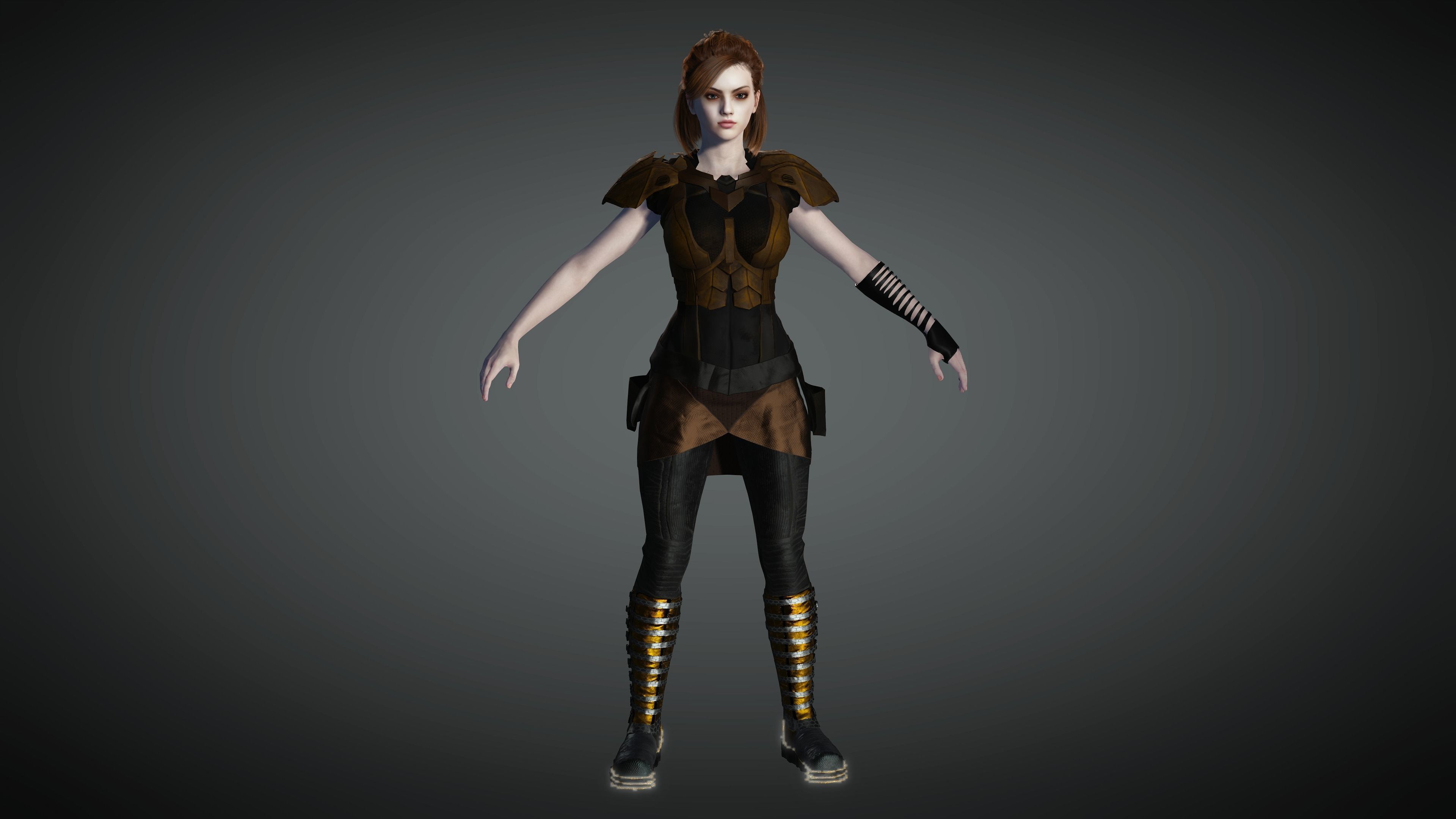 AAA Cyber Punk Female Character 07 Low-poly 3D model_6