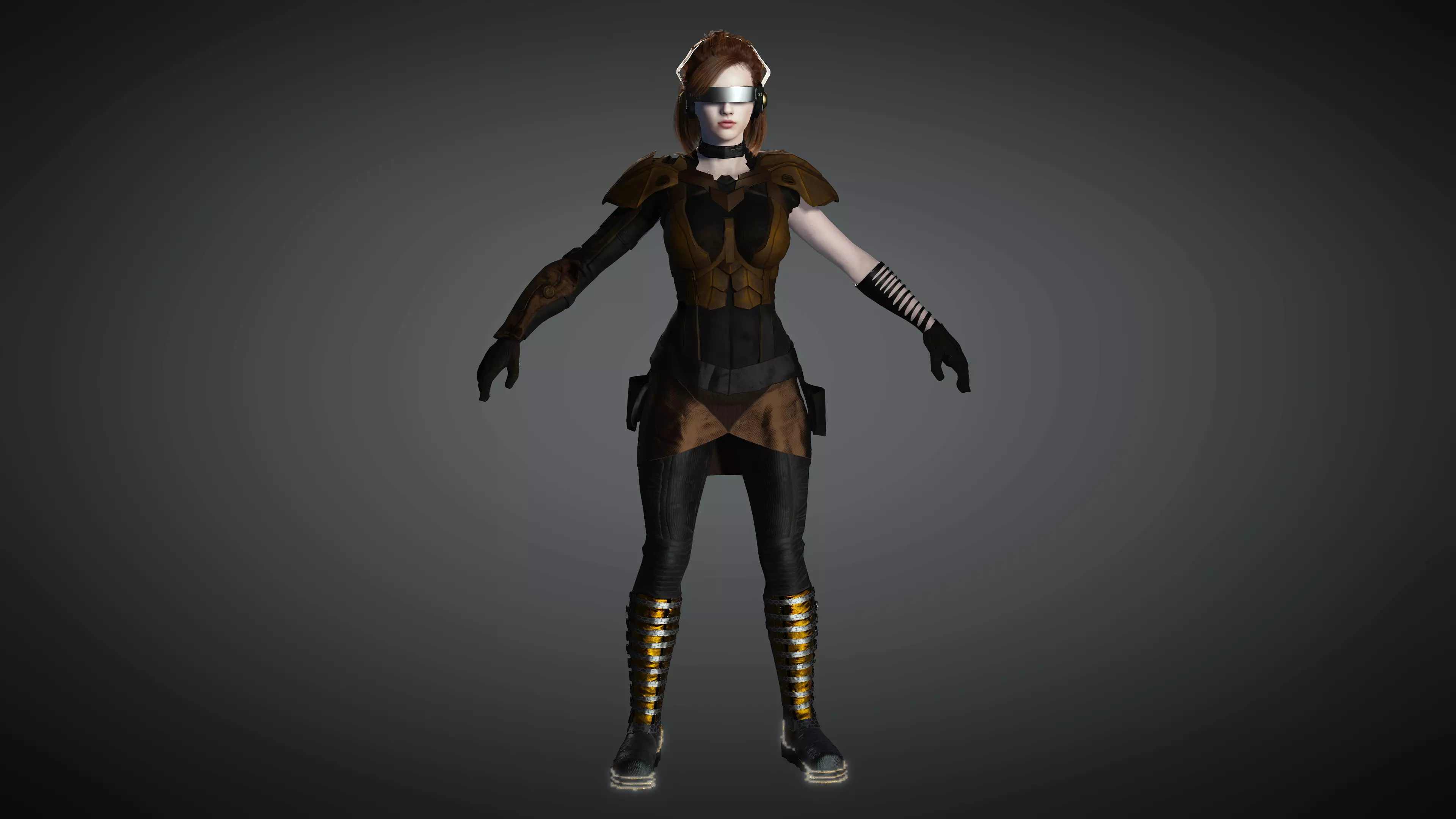 AAA Cyber Punk Female Character 07 Low-poly 3D model_0