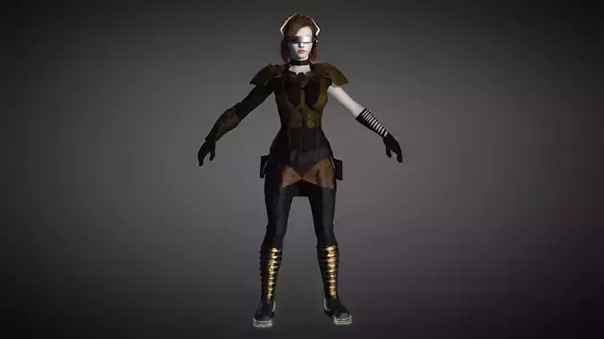 AAA Cyber Punk Female Character 07 Low-poly 3D model