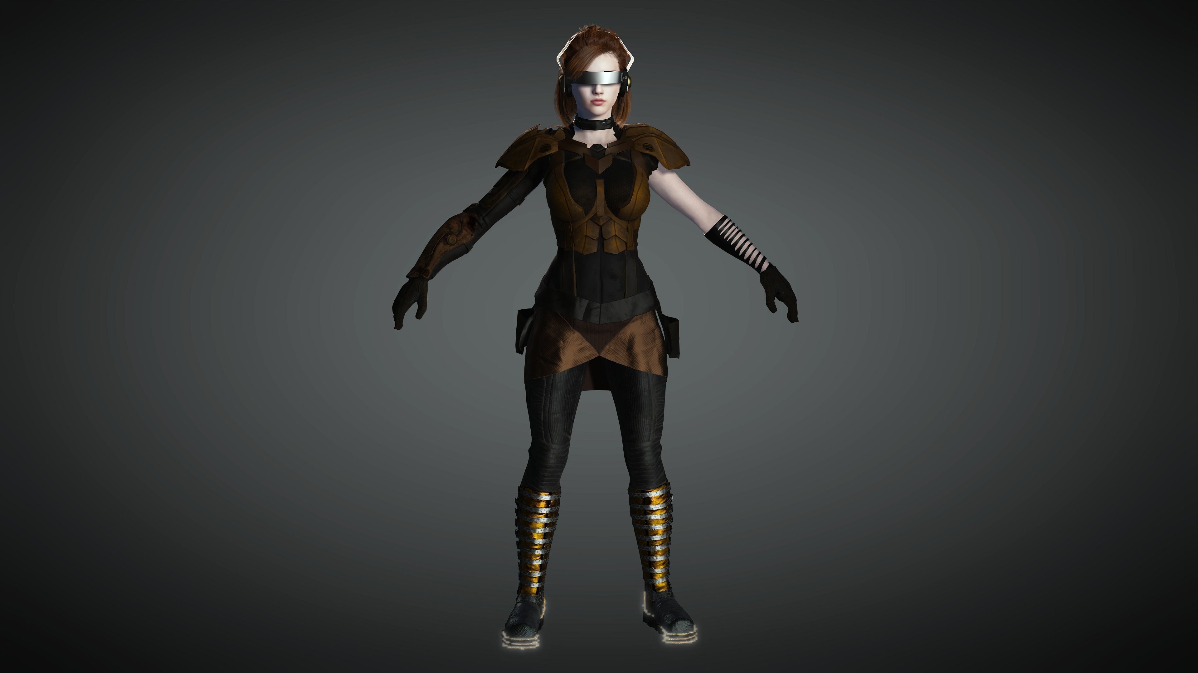 AAA Cyber Punk Female Character 07 Low-poly 3D model_3