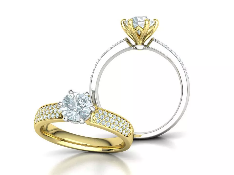 1ct Diamond Solitaire Engagement Ring Twotone 3dmodel 3D print model