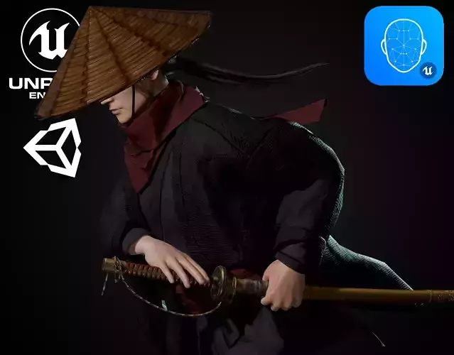 Japanese Warrior - Game Ready Low-poly 3D model