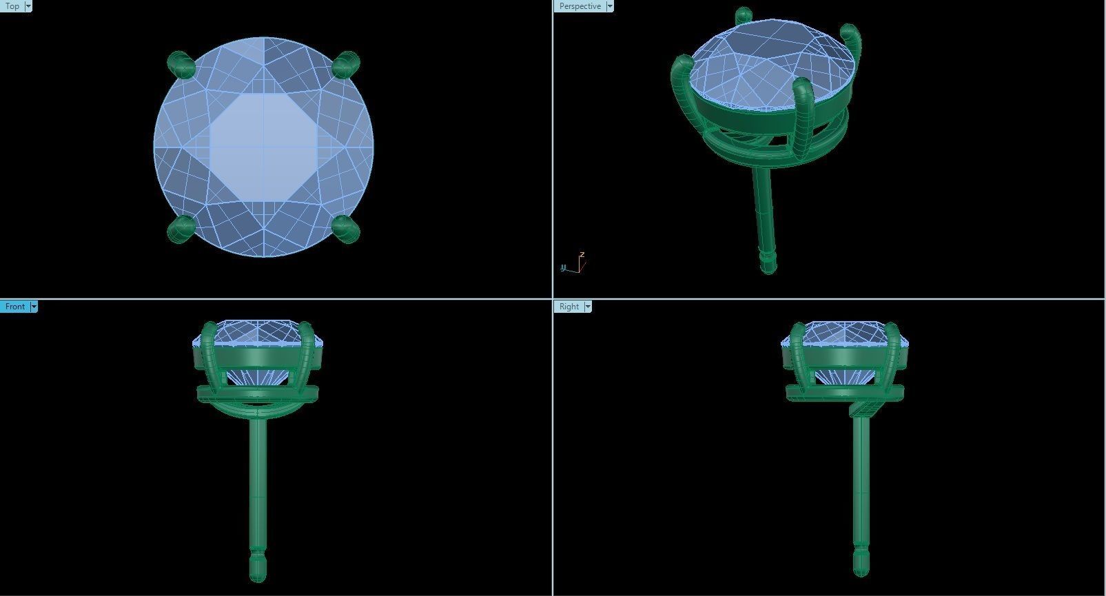 Solitaire Round 7 mm Earring 3D print model_1