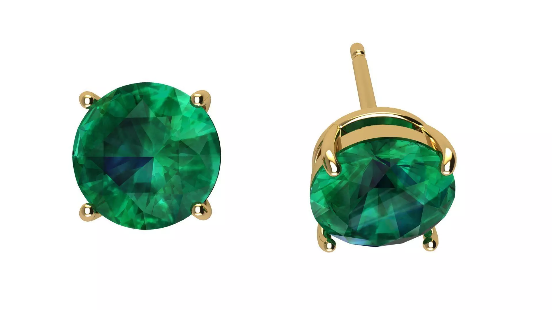 Solitaire Round 7 mm Earring 3D print model_0