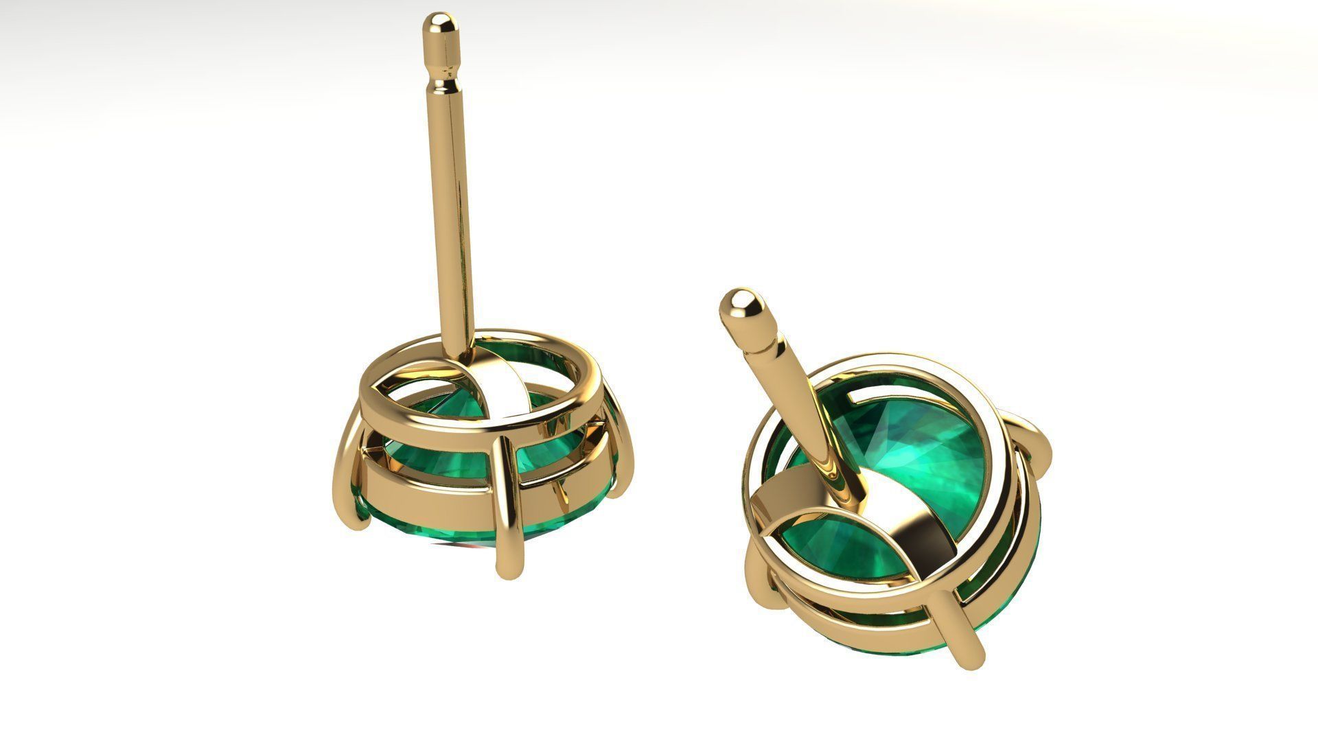 Solitaire Round 7 mm Earring 3D print model_9