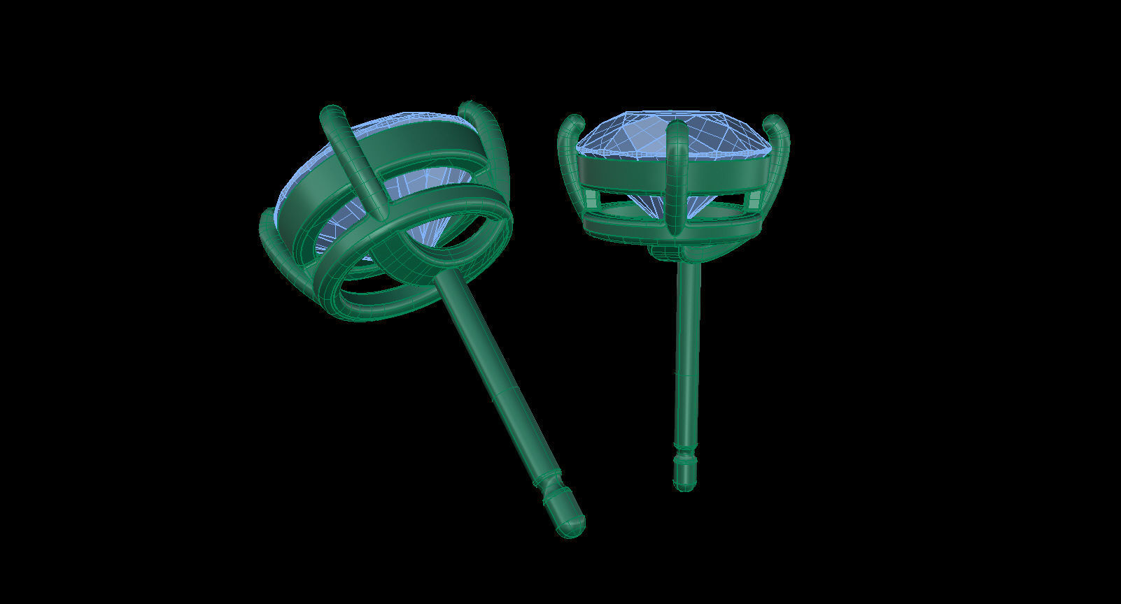 Solitaire Round 7 mm Earring 3D print model_11