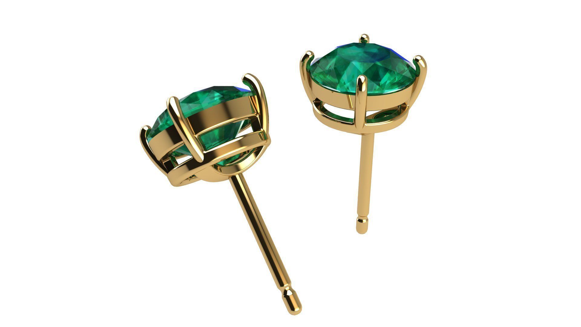 Solitaire Round 7 mm Earring 3D print model_3