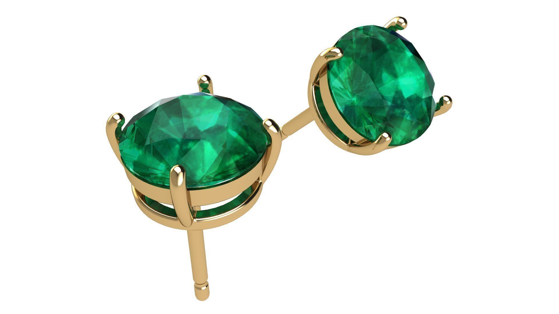 Solitaire Round 7 mm Earring 3D print model_2