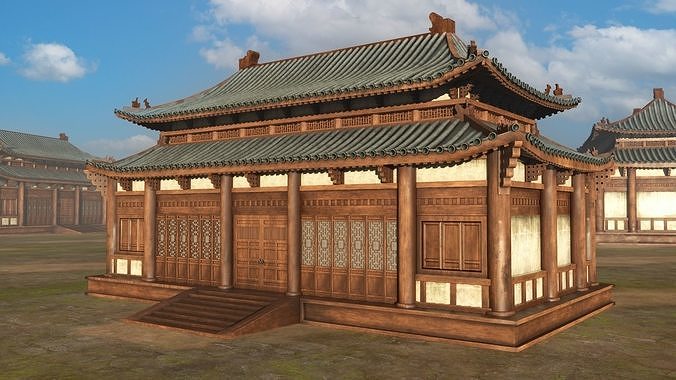Asian Japanese Realistic Building 3D model 7