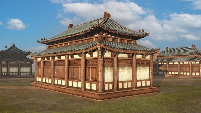 Asian Japanese Realistic Building 3D model 6