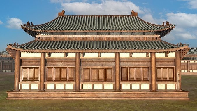 Asian Japanese Realistic Building 3D model 5