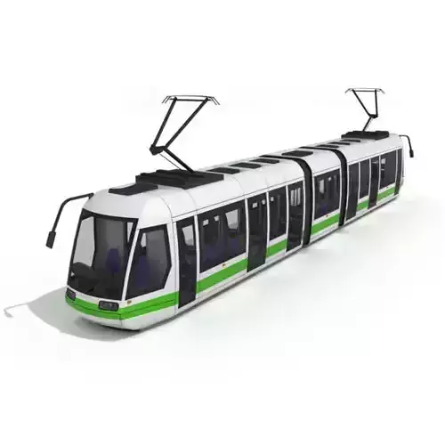White Green Tram 3D model