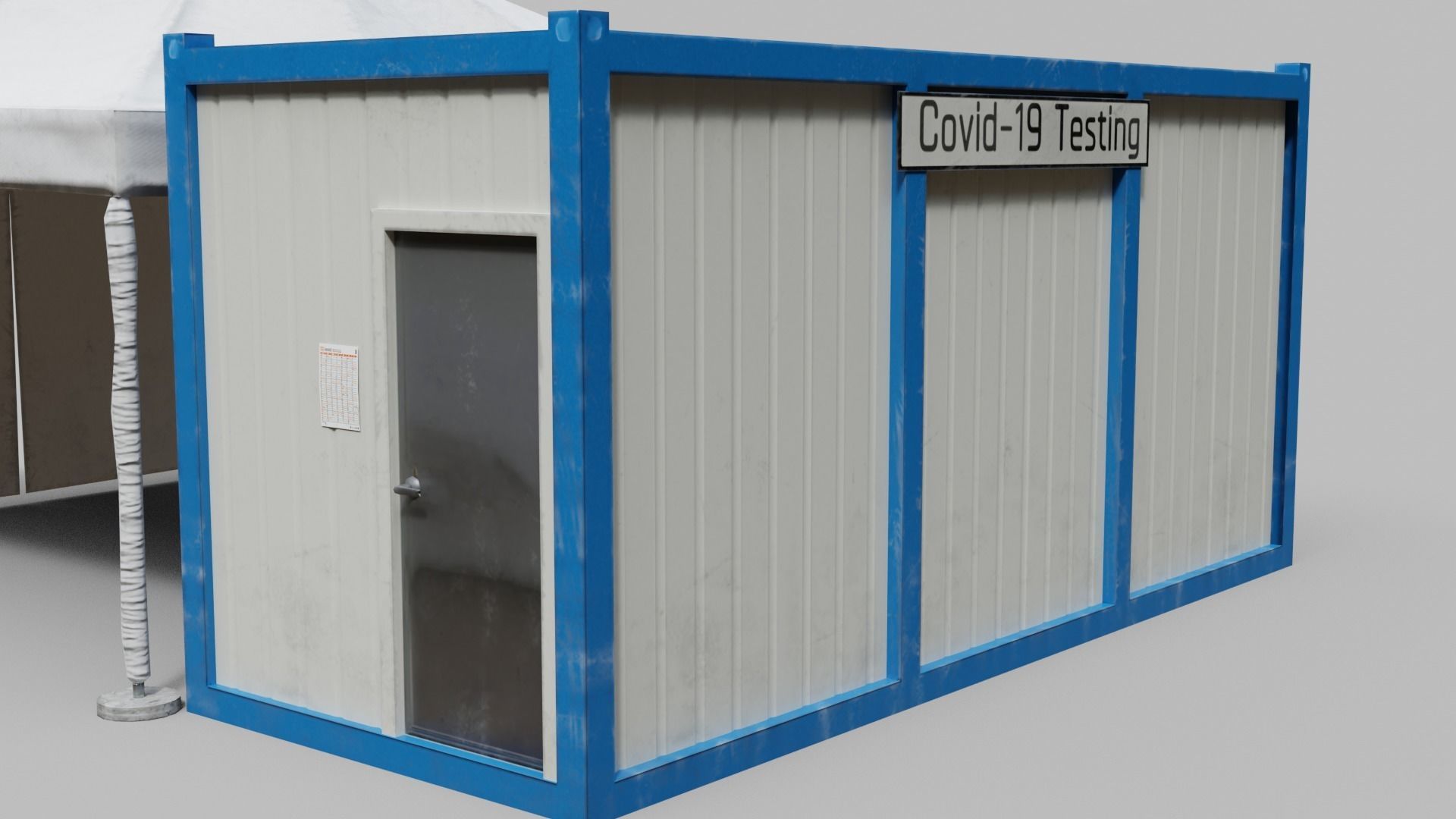 Covid-19 Testing Tent Area Low-poly 3D model_1