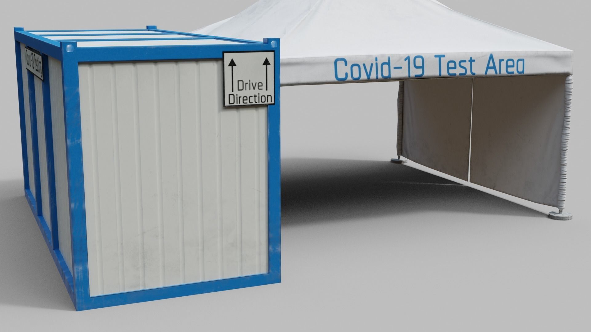 Covid-19 Testing Tent Area Low-poly 3D model_2
