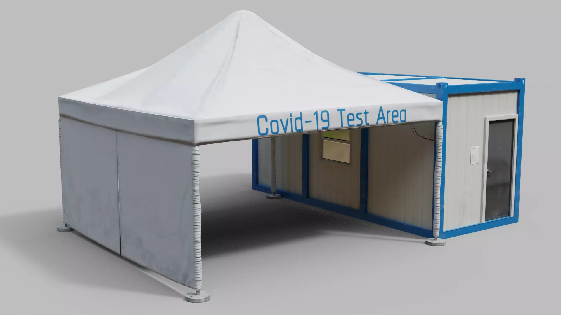 Covid-19 Testing Tent Area Low-poly 3D model_0