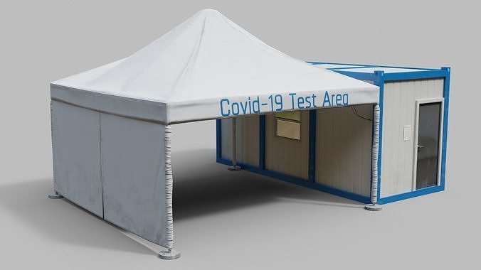 Covid-19 Testing Tent Area Low-poly 3D model