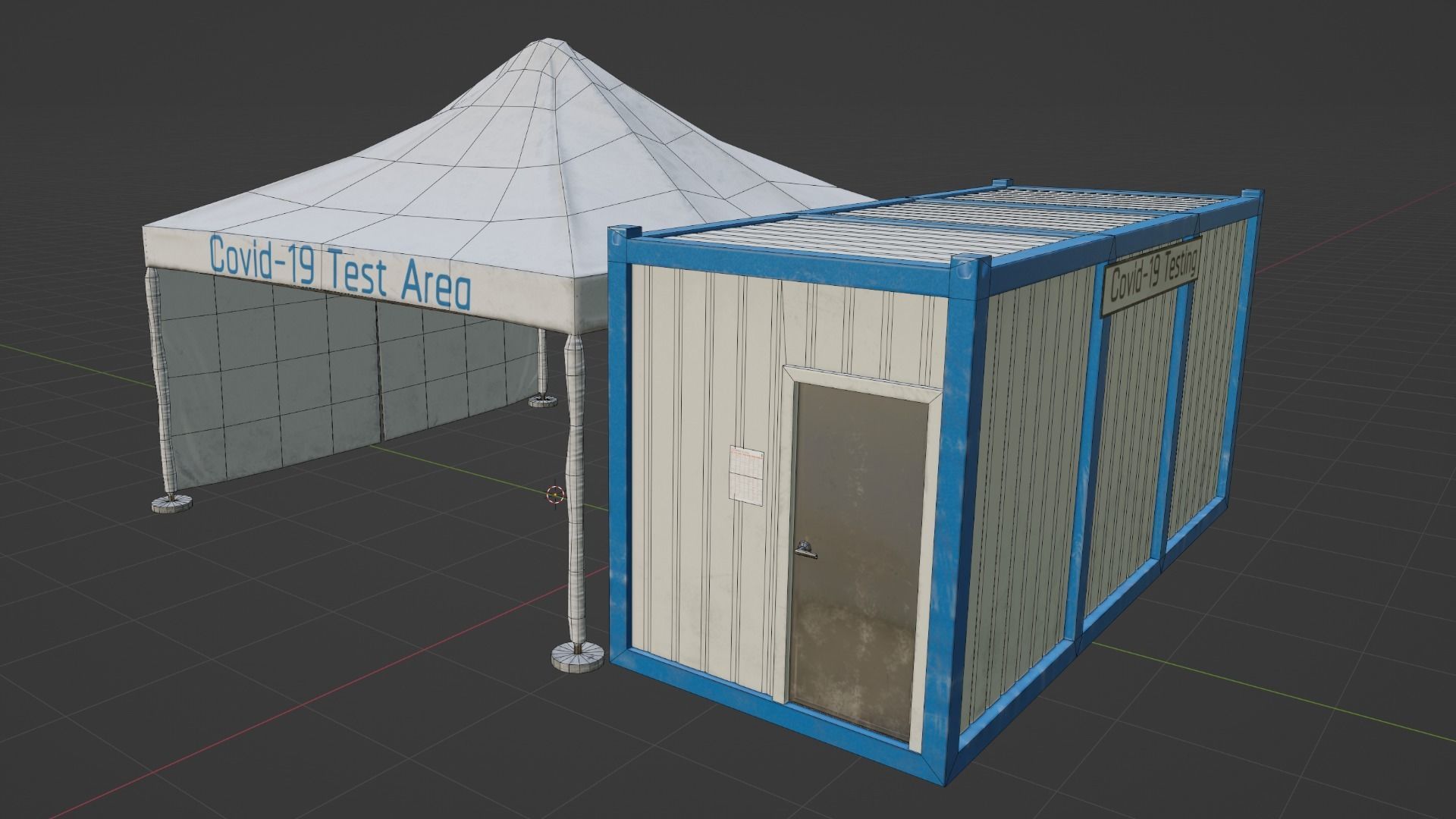 Covid-19 Testing Tent Area Low-poly 3D model_4