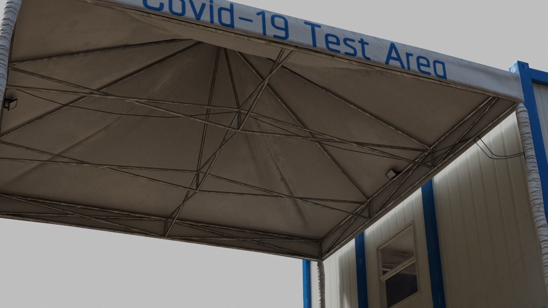 Covid-19 Testing Tent Area Low-poly 3D model_3