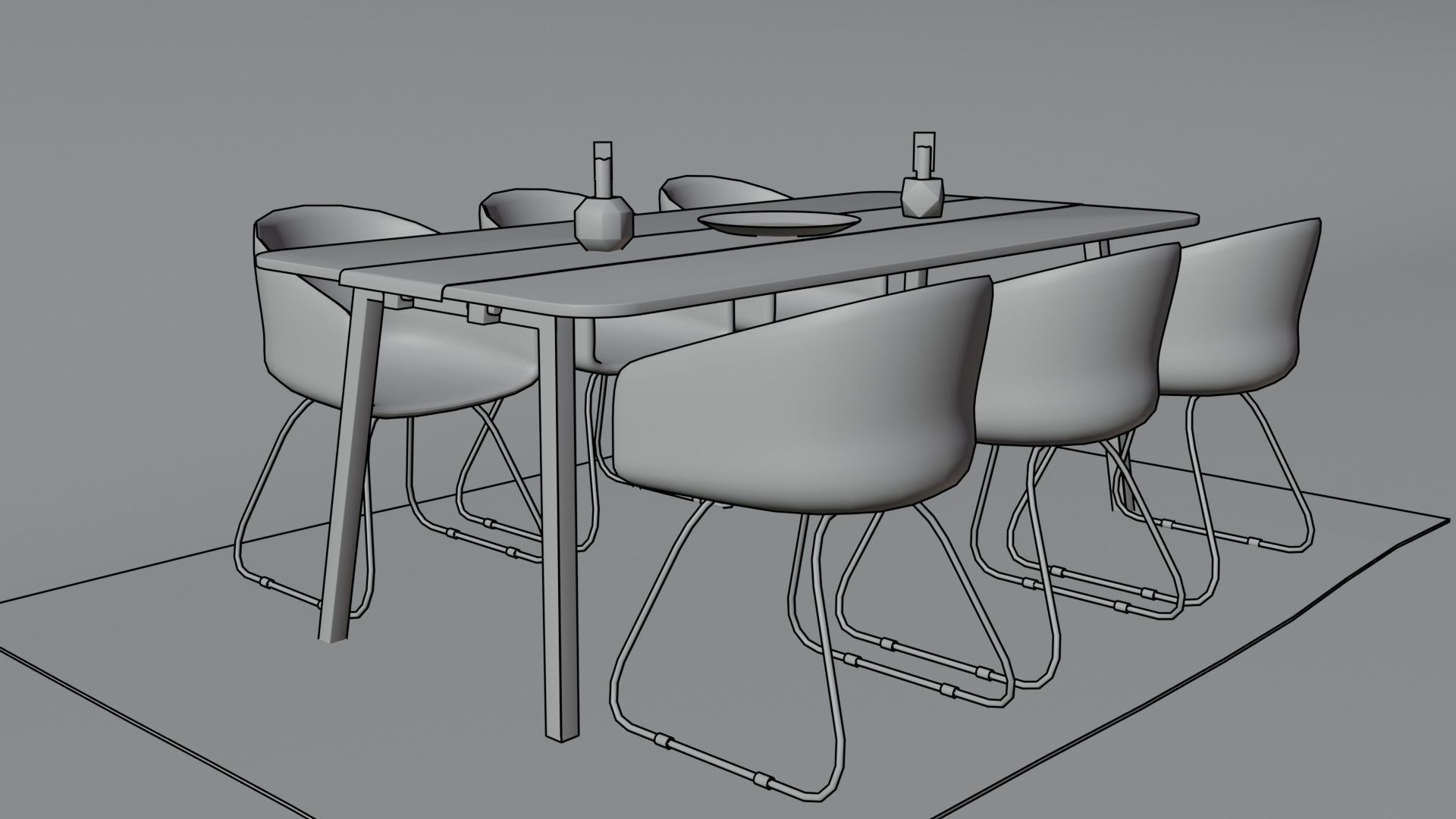 Dining Table 3D model_11