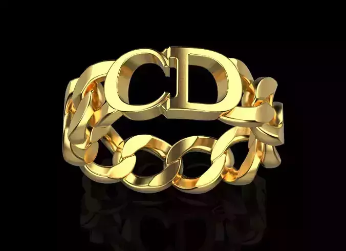 Dior gold ring size 18 5 3D print model